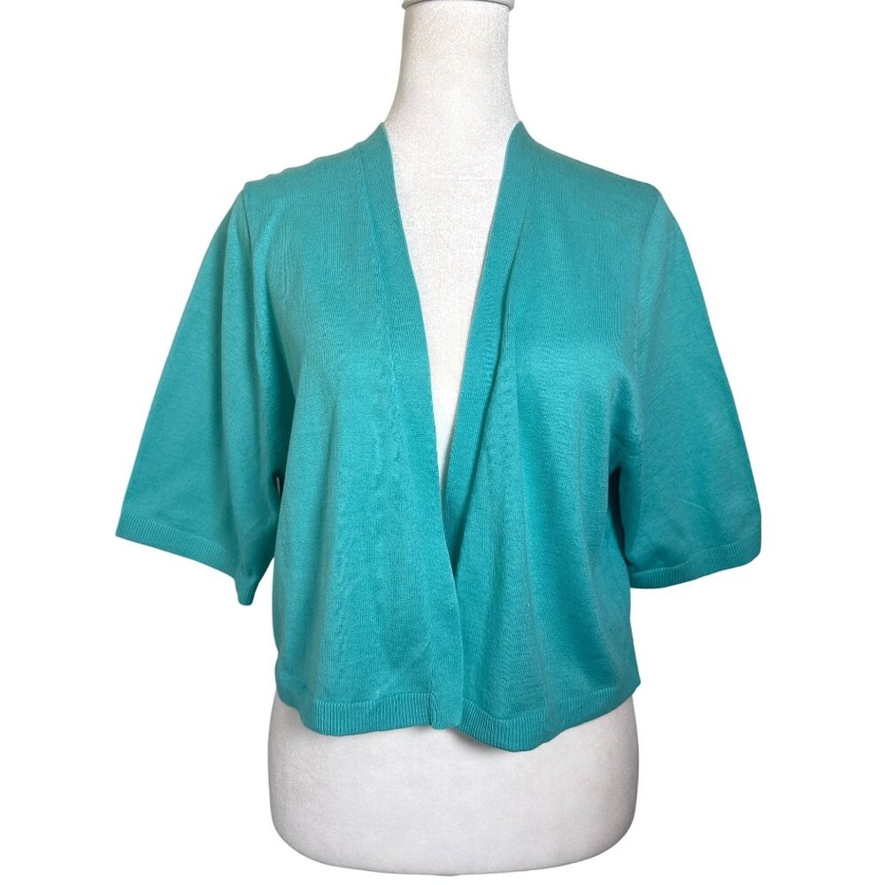 Fresh Produce Bolero Cropped Knit Cardigan Sweater Turquoise Size 1X‎ NWT $75